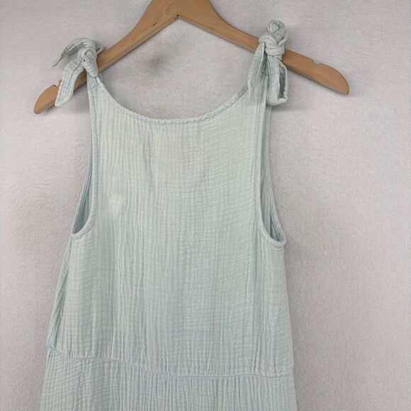 CUPIO Dress XS BLUSH Cotton Crinkled Gauze Tank Tiered Maxi Sleeveless Blue NEW - Picture 7 of 14